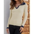 thumbnail image 3 of Sweaters for Women Fall Long Sleeve V Neck Ribbed Knit Pullover Tops Casual Slim Fit Basic Tee Shirts, 3 of 4