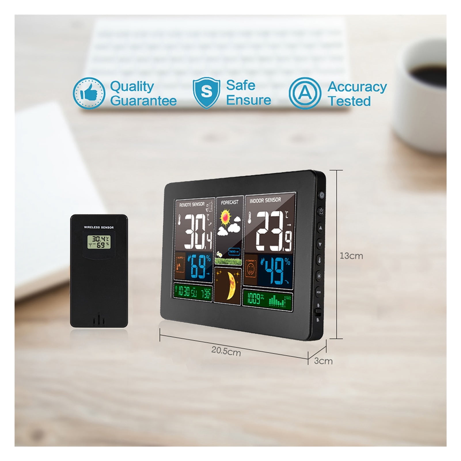 Wireless Weather Station with Backlight, Digital Thermometer Hygrometer Tool