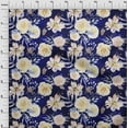thumbnail image 4 of oneOone Cotton Poplin Dark Blue Fabric Leaves & Clover Craft Projects Decor Fabric Printed By The Yard 56 Inch Wide, 4 of 6