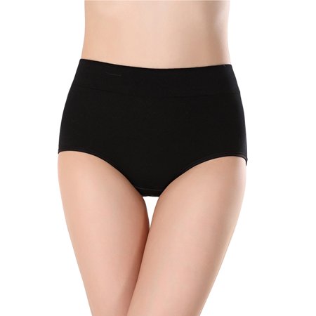 

PERZOE Panties Women Underpants Breathable Solid Color High Waist Elastic No Constraint Anti-septic Belly Control Anti-shrink Women Briefs for Daily Wear