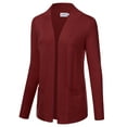 thumbnail image 2 of JJ Perfection Women's Solid Knit Open Front Cardigan With Pockets (Plus Size Available), 2 of 4