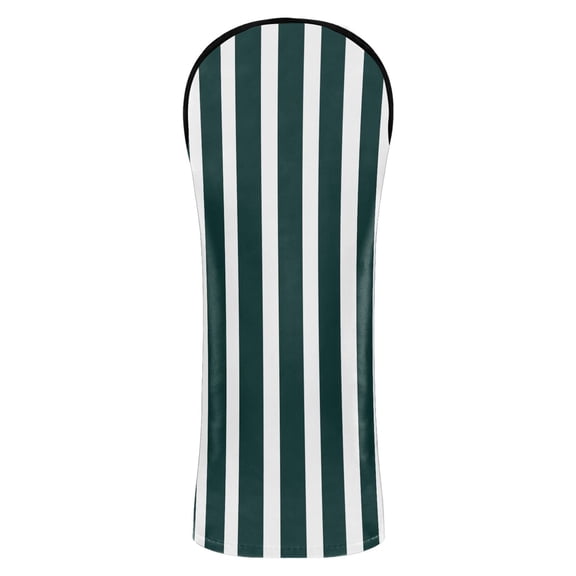 Haosy Dark Green and White Striped Golf Club Covers Driver Hybrid Wood Headcovers PU Leather Double-Layer Lining Replaceable Tags for Men Women
