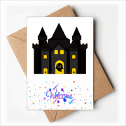Fairy Tale Castle Colorful Illustration Welcome Back Greeting Cards Envelopes Blank