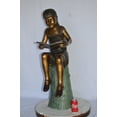 thumbnail image 2 of Nifao Girl Sitting on a Tree Stump, Reading Bronze Statue – Home Office Decor Sculpture, 15"L x 20"W x 22"H, 2 of 11