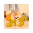 thumbnail image 6 of BLISSFUL STEP Women's Ankle Boots Faux Suede Chunky Heel Platform Lace - up Round Toe Dress Boots Yellow 6, 6 of 7