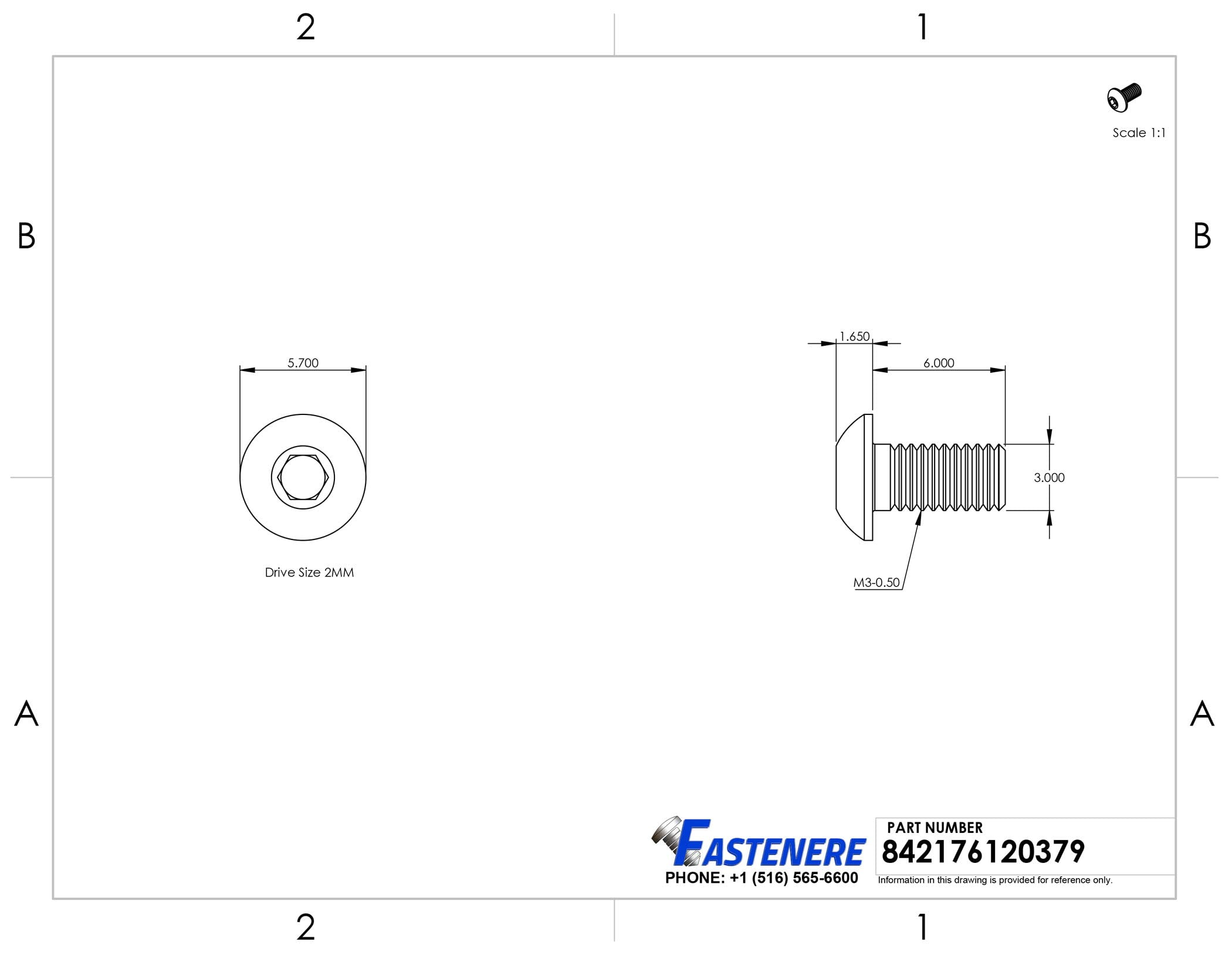 Fastenere Button Head Socket Cap Screws - M3-0.50 x 6MM (1000-pack) Stainless Steel 18-8, Full Thread, Plain Finish, Flat Point, ISO 7380 Metric Screw Set, Easy to Install w/ Allen Hex Socket Drive