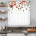 thumbnail image 5 of Pink Floral Sheer Curtains 63 Inches Long, Spring Pastoral Botanical Wildflowers Leaves Light Filering Curtains, Breathable Simi Curtain Privacy Drapes for Living Room Bedroom Window Treatment, 5 of 9