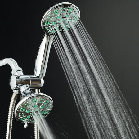 AquaDance Microban Antimicrobial/Anti-Clog High-Pressure 30-Setting Dual Head Combination Shower, Chrome