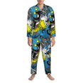 thumbnail image 3 of Fotbe Goal Time Pattern Long Sleeve Pajama Set for Men,Sleepwear Set,2-piece Loungewear Set,Soft PJs Comfy Nightwear with Pockets-XX-Large, 3 of 7