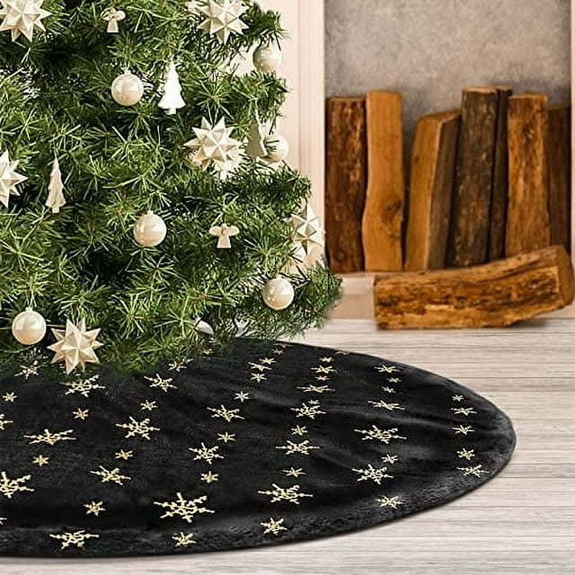Falda de Árbol de Navidad Atiming Piel Sintética Negra 78 cm