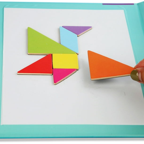 Magnetic Pattern Block 2 in 1 Geometric Shape puzzle Wooden