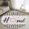 thumbnail image 2 of Spring Flowers Round Area Rugs Collection 4', Farmhouse Watercolor Black Plaid Wood Grain Non Slip Indoor Circular Throw Runner Rug Floor Mat Carpet for Living Room Dining Table Bedroom Nursery, 2 of 9