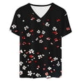 thumbnail image 5 of Mifsaly Womens Blouses Casual Vintage Floral Print Cotton Tshirt V Neck Short Sleeve Summer Tops Casual Loose Fit Lightweight Elegant Shirt Daily Vacation Fashion Tee S, 5 of 5