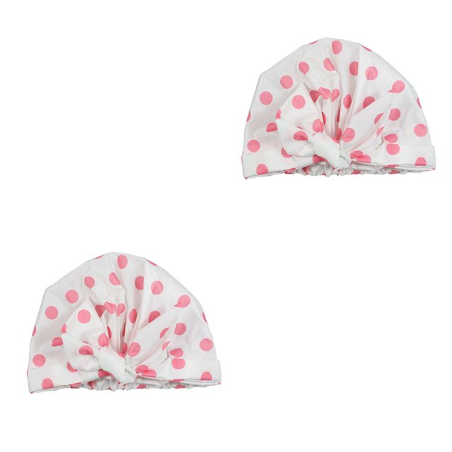 Advancent Gorros secos para ducha Estampado de flores Impermeable Reutilizable Elástico Gorro Largo Corto Rizado Sombrero Mujeres Niñas Spa Cocina Punto punto rosa 2piezas Advancent CBP390852