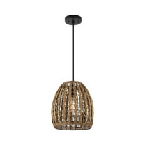 Novogratz x Globe Marlow 1-Light Pendant Light with Brown Woven Rattan Shade