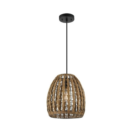 

Novogratz x Globe Marlow 1-Light Pendant Light Brown Woven Rattan Shade Black Hanging Cord 60750