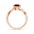 thumbnail image 2 of ANGARA Oval Lab Grown 2 Ct Ruby Criss Cross Shank Engagement Ring with Accents for Women in 14K Rose Gold (Size-9x7mm) | July Birthstone, Anniversary, Jewelry Gift for Women | Lab-Grown Ruby Ring, 2 of 8