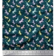 thumbnail image 1 of Soimoi Blue Cotton Cambric Fabric Wild Animal Decor Fabric Printed BTY 56 Inch Wide, 1 of 3