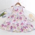 thumbnail image 3 of yoeyez Robes pour Enfants Filles 4-16 Fête Enfants Petites Filles Sans Manches Fleur à Étages Col Claudine Robe d'Été Volantée Fluide Maxi Robes Vacances Plage Fête Robes Blanc,7-8 Ans, 3 of 4