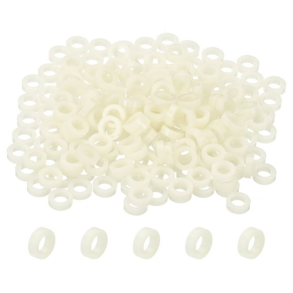 Uxcell 4.2mm ID x 7mm OD x 2mm L Round Spacers Washers, 200 Pack ABS Plastic Standoff Gaskets for M4 Screws, Beige