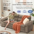 thumbnail image 2 of Bedluxury 90.5'' Comfy Sofa Couch for Living Room, Modern Deep Seat Couch with Pillow-Armrest, Removable Cover, Chenille Fabric Couches for Small Space,USB/Type-C Port(Brown), 2 of 7