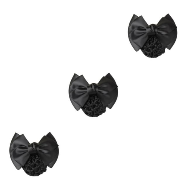 Baohd Wide Application Bow Work Hair Clips For Various Occasions Professional Hair Plate Mesh Pocket Two Bows-black 3Set
