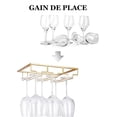 thumbnail image 2 of Golden，Wine Glass Rack - Metal Under Cabinet Hanging Stemware Holder with Screws, Stainless Iron Glass Storage Rack with 3 Tiers for Kitchen, Bar, Restaurant, 2 of 5