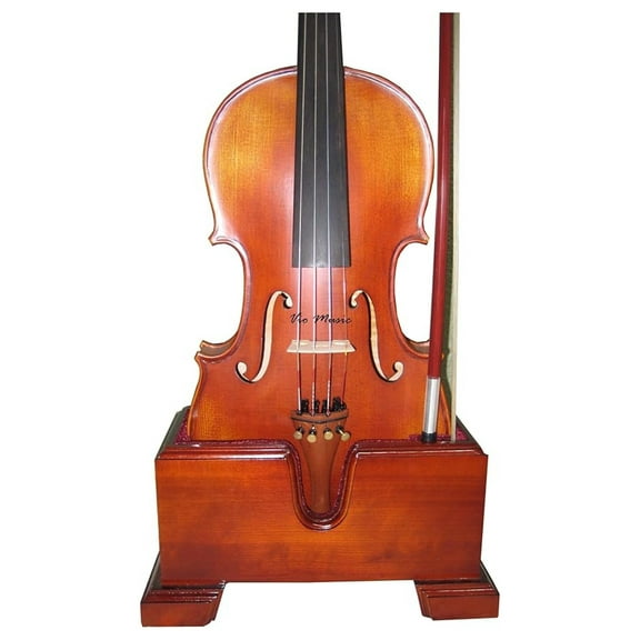 Violin and Bow Holder Wooden Stand - 4/4 Full Size & Smaller Violins - Plush Lined, Safe & Secure - Handmade Wood Violin Bow Holder, Beautiful Finish