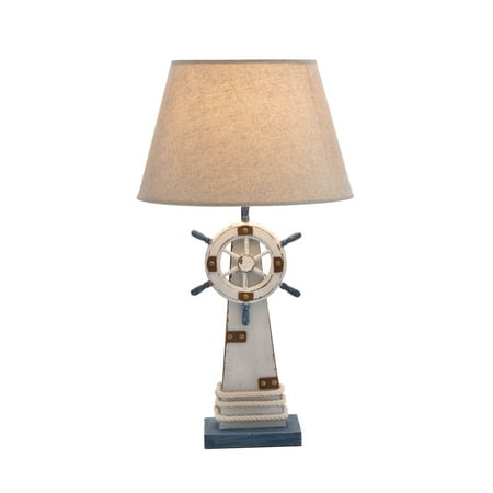 - Decmode Wooden Lighthouse-Inspired Table Lamp with Base, Multicolored