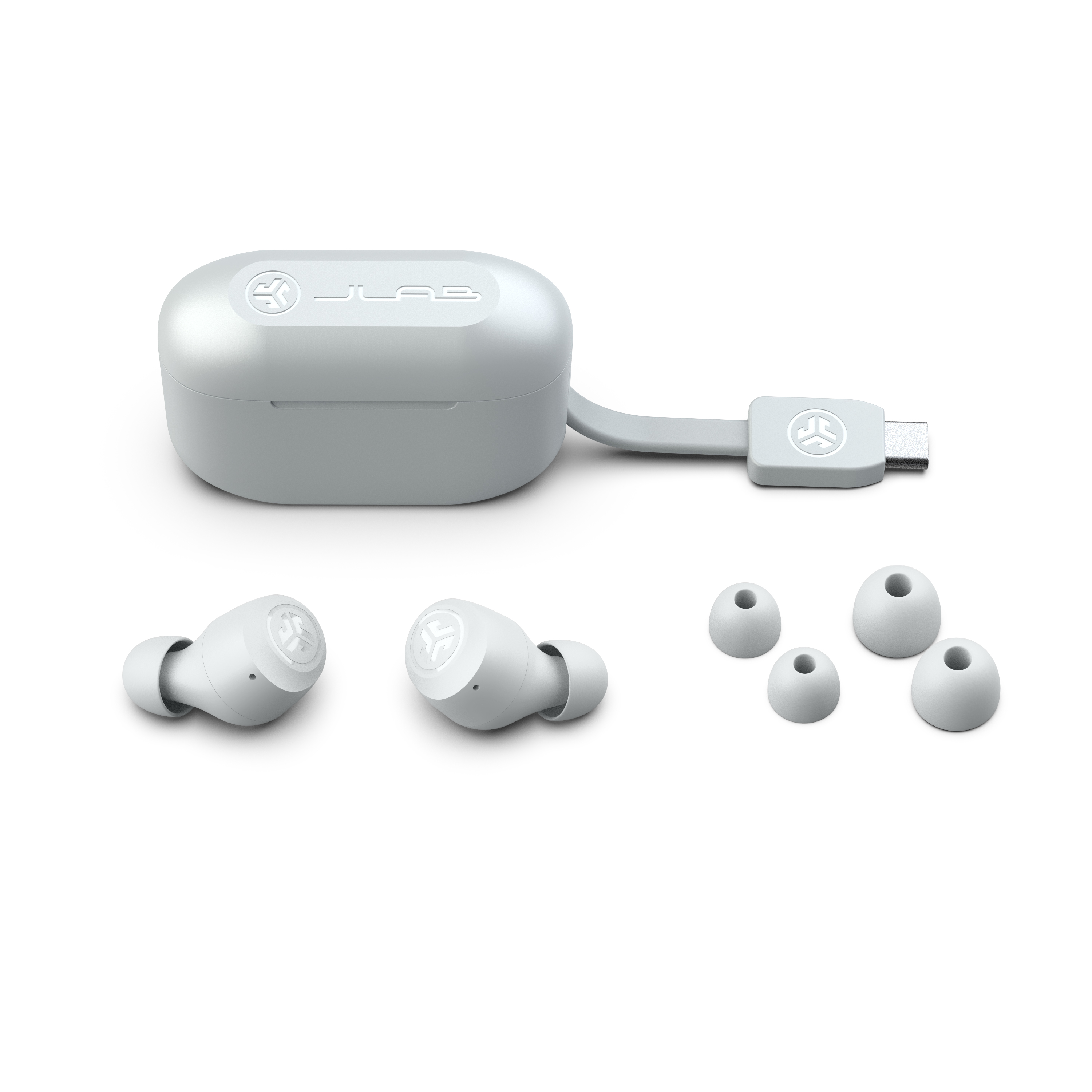 JLab Go Air Pop Bluetooth Earbuds, True Wireless with Charging Case, White