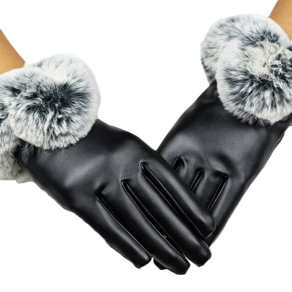 Wipya Touchscreen Leather Gloves for Women Autumn Winter Warm Lining Fashion Handwear Black