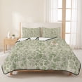 thumbnail image 3 of Queen Quilt Set 90''x96'', Sage Green Flowers Lightweight Bedspread Coverlet Set with 2 Pillow Shams, Rustic Pastoral Botanical Floral Leaf Breathable All Season Quilt Bedding for Bedroom/Guest Room, 3 of 9