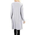 thumbnail image 3 of Womens Open Front Draped Slouchy Pocket Long Cardigan, 3 of 3