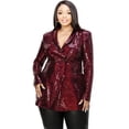 thumbnail image 5 of Plus Disco Metallic Sequins Double Breasted Blazer, 5 of 6