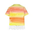 thumbnail image 4 of Diufon Girls Gradient Printed T-Shirts Round Neck Short Sleeve Tees Summer Hem Lace Patchwork Tops, 4 of 4