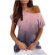 thumbnail image 1 of Mujeres Verano Cuello Redondo Manga Corta Estampado Sin Tirantes Camiseta Tops Blusas OAVQHLG3B Store  lin121212, 1 of 4