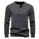 thumbnail image 2 of pstuiky Camisas casuales de manga larga para hombre, Suéter informal de manga larga con cuello redondo y medio botón para hombre, de color liso y moderno tops de invierno para hombre xl, 2 of 8