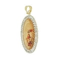 thumbnail image 3 of 14k Yellow Gold, Reversible Religious Baptism Christening Virgin Mary Charm Created CZ Crystals 20mm with 20" Dainty Neck Chain, 3 of 9
