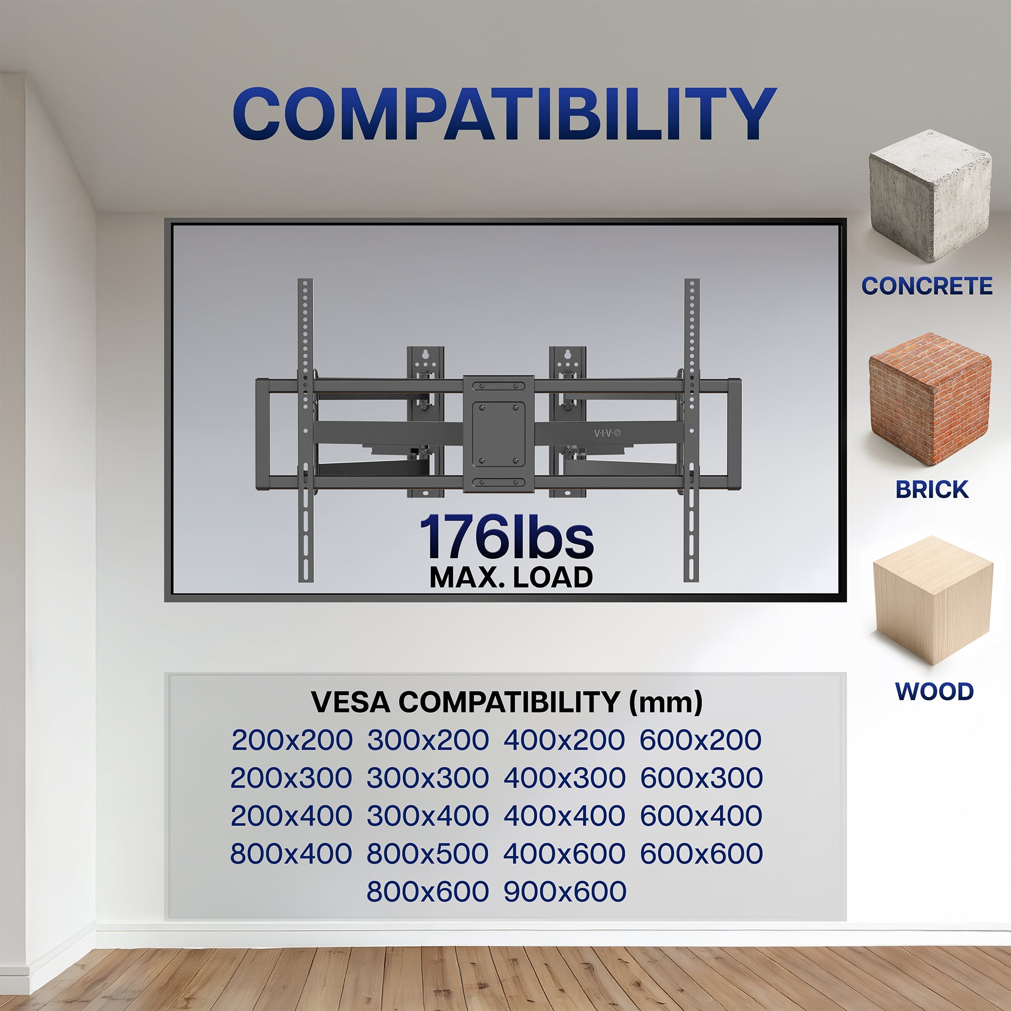 VIVO Full Motion Corner Wall TV Mount Bracket for 46" to 100" Flat Screens