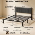 thumbnail image 5 of Bexfil Queen Size Upholstered Bed Frame with Metal Slat Support, Metal Platform Bed Frame Charging Station Mattress Foundation, Gray, 5 of 7