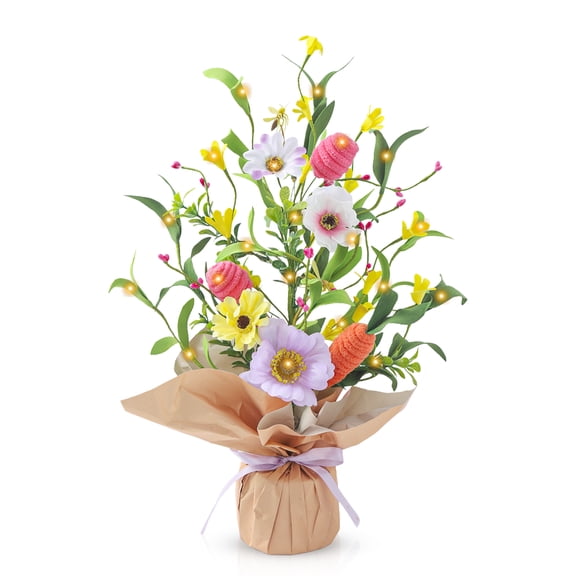 Easter Decorations Easter Artificial Flower Tree with Light Spring Flower Tree Tabletop Decor for Easter Spring Decor