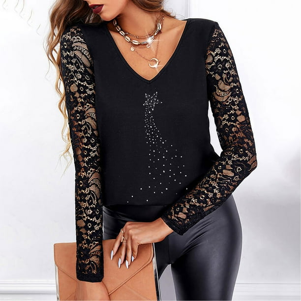 Lace long 2025 sleeve shirt