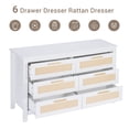 thumbnail image 5 of 6-Drawer Rattan Dresser, EVMORE 48"W Chest of Dressers, Wooden Long Storage Cabinet Bedside Table TV Stand for Bedroom, Living Room and Entryway, 5 of 7