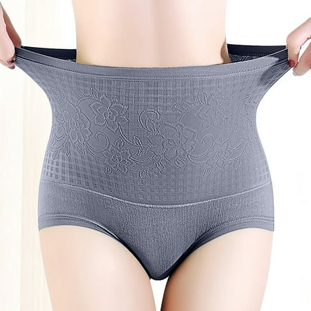 

Shiusina Women s Underwear Panties Seamless Flower Print High-waist Lace Intimates Grey L