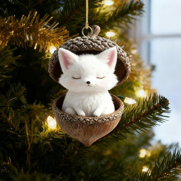 Lekihaqq Forest Animal Christmas Ornaments, Acrylic Tree Decorations, Holiday Decor, Festive Animal Print Ornaments, Woodland Theme Christmas Decor, Wildlife Holiday Tree Hanging Decorations