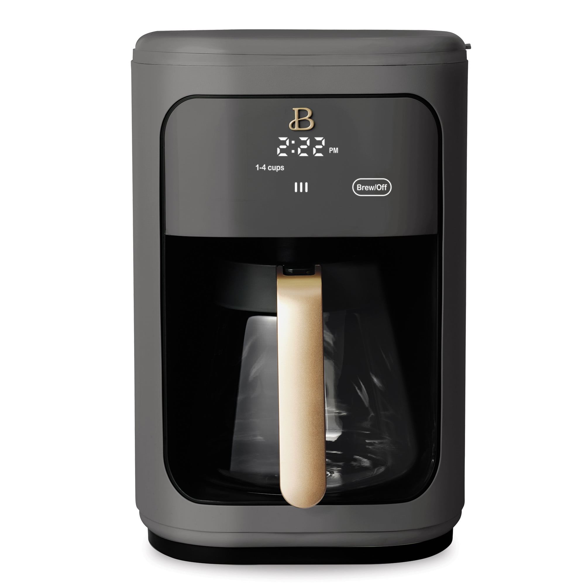 Beautiful 14 Cup Programmable Touchscreen Coffee Maker, Oyster Grey by Drew Barrymore