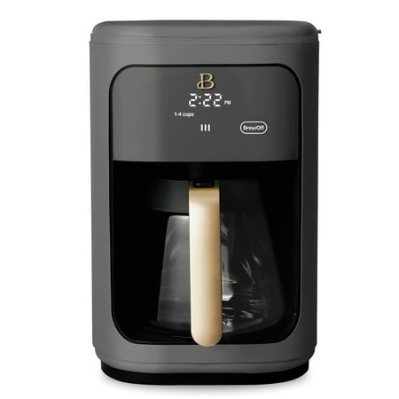 Beautiful 14-Cup Programmable Drip Coffee Maker with Touch-Activated Display  Oyster Grey by Drew Barrymore