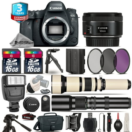 Canon EOS 6D Mark II Camera + 50mm - 3 Lens Kit + Flash + EXT BAT + 3yr (Eos 6d Best Price)