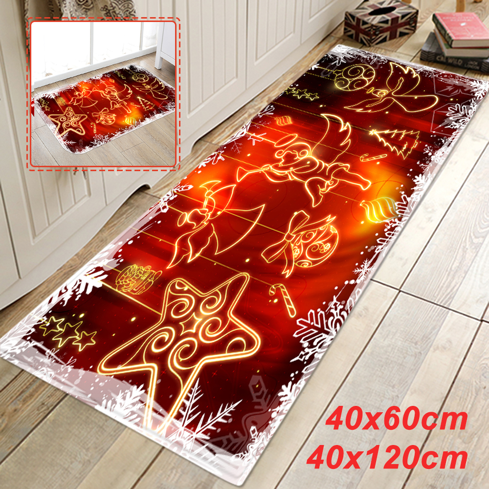 Christmas Carpet Xmas Santa Claus Antislip Room Floor Mat Rugs 40×60cm