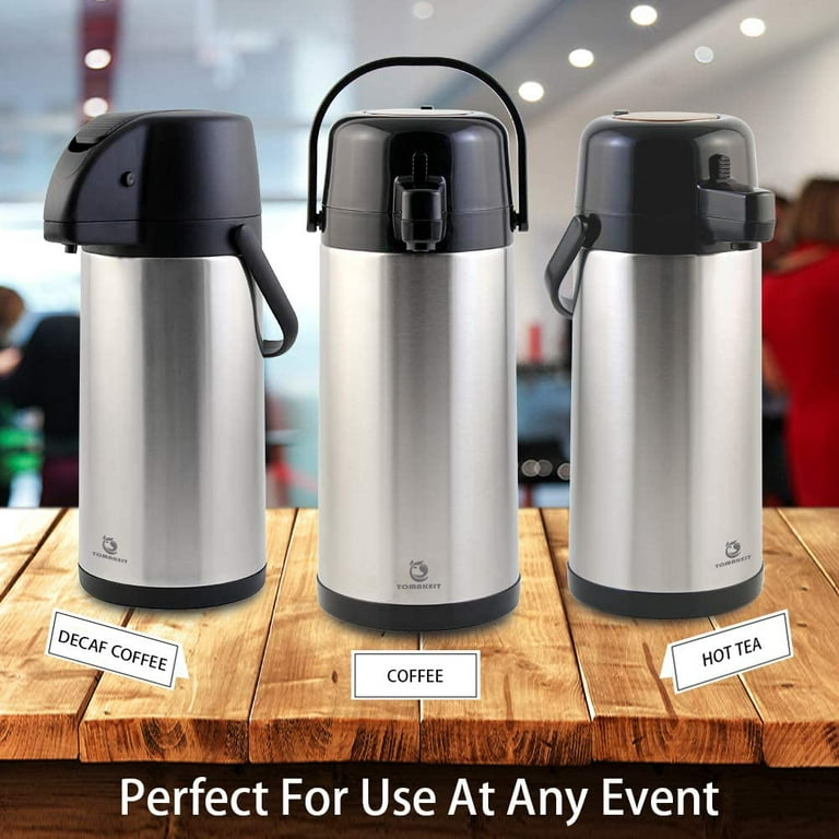 Airpot Coffee Dispenser with Pump - Insulated Stainless Steel Coffee Carafe  (102 oz) - Thermal Beverage Dispenser - Thermos Urn for Hot/Cold Water